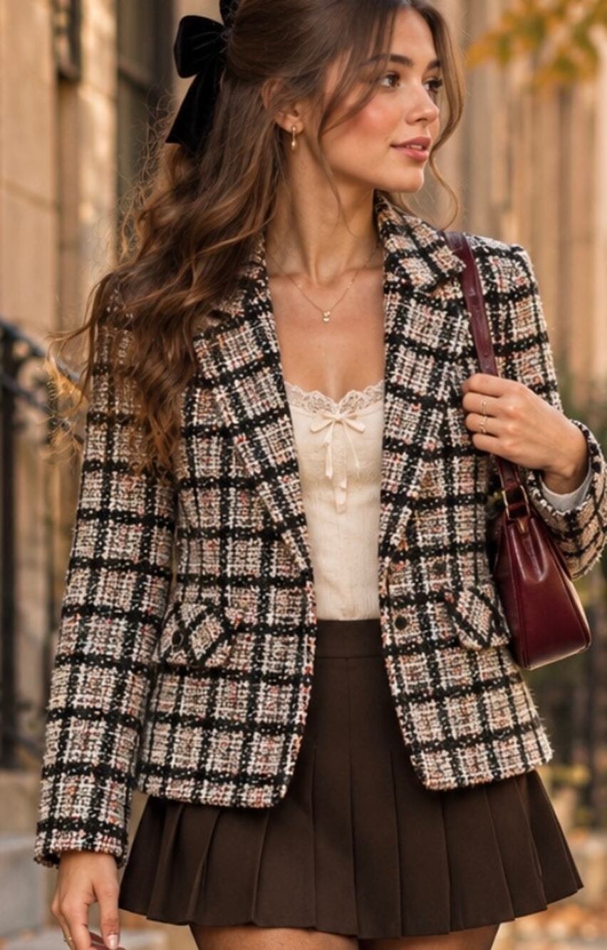 Bagatelle tweed blazer colorful flecked single breasted academia prep blazer XL